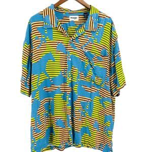 Wrangler Multicolor Western Cowboy Trippy Horse Print Striped Shirt
